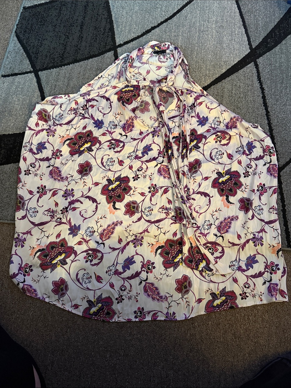 torrid Floral Halter Tank Top in White with Purple and Pink Print